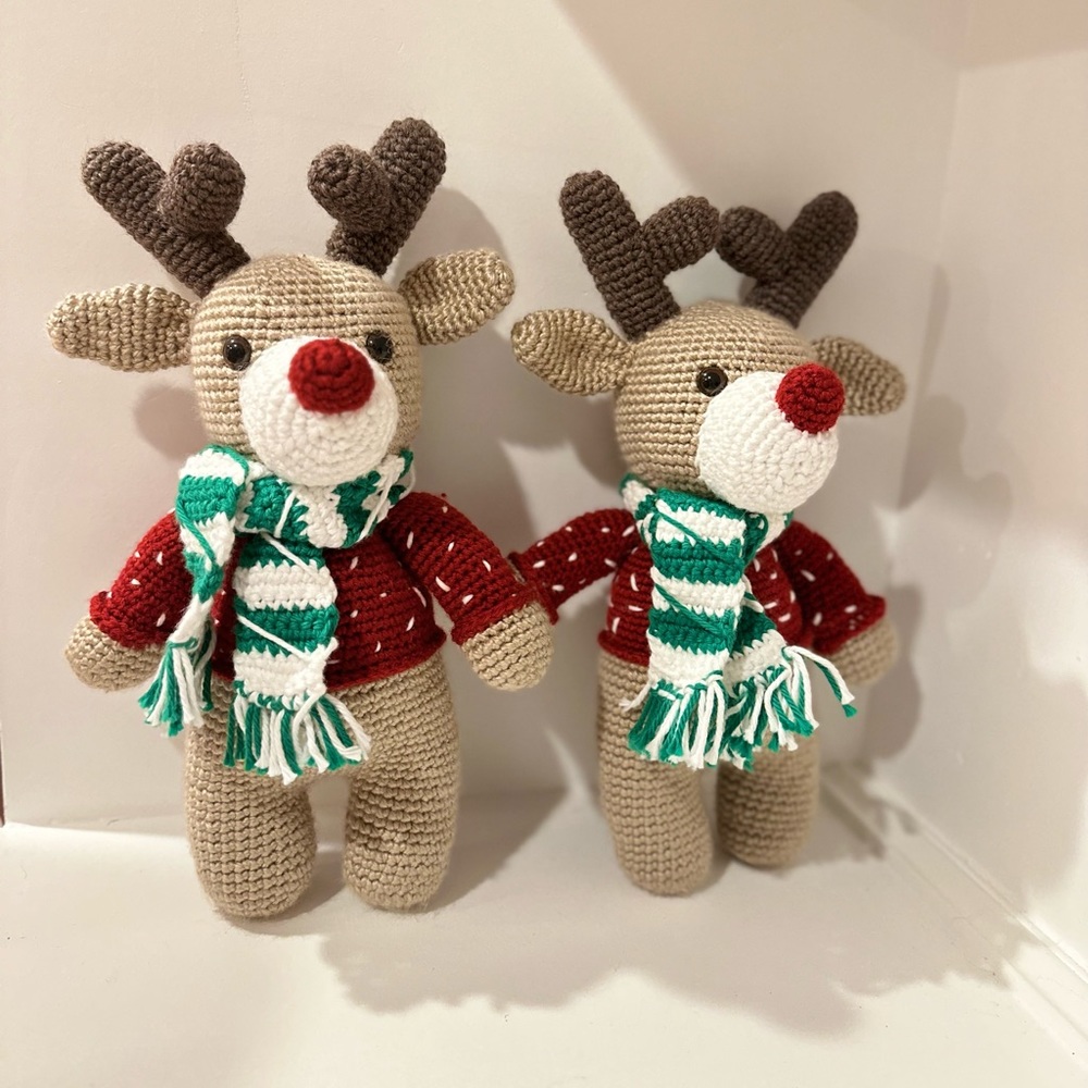 AMIGURUMI Handmade RUDOLPH REINDEER Tan/Brown - Picture 3 of 9